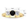1 Carat Black Moissanite Three Stone Ring In 14 Karat Yellow Gold Image-5