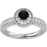 1 1/2 Carat Black Moissanite Halo Engagement Ring In 14 Karat White Gold Image-1
