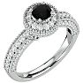 1 1/2 Carat Black Moissanite Halo Engagement Ring In 14 Karat White Gold Image-2