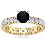 3 Carat Round Shape Black Moissanite Eternity Engagement Ring In 14 Karat Yellow Gold Image-1