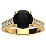 2 1/2 Carat Round Shape Black Moissanite Engagement Ring In 14 Karat Yellow Gold Image-1