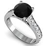 2 1/2 Carat Round Shape Black Moissanite Engagement Ring In 14 Karat White Gold Image-4
