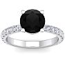 2 1/2 Carat Round Shape Hidden Halo Black Moissanite Engagement Ring In 14 Karat White Gold Image-2