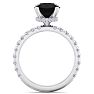 2 1/2 Carat Round Shape Hidden Halo Black Moissanite Engagement Ring In 14 Karat White Gold Image-3