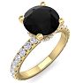 2 1/2 Carat Round Shape Hidden Halo Black Moissanite Engagement Ring In 14 Karat Yellow Gold Image-1