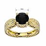 2 Carat Black Moissanite Solitaire Engagement Ring with Tapered Etched Band In 14 Karat Yellow Gold Image-5