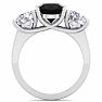 4 Carat Black Moissanite Three Stone Ring In 14 Karat White Gold. Huge Amazing Ring! Image-4