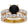 5 Carat Round Black Moissanite Bridal Set In 14 Karat Yellow Gold Image-1