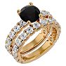 5 Carat Round Black Moissanite Bridal Set In 14 Karat Yellow Gold Image-2
