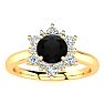 2 3/4 Carat Round Shape Flower Halo Black Moissanite Engagement Ring In 14 Karat Yellow Gold Image-1