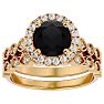 2 1/2 Carat Halo Black Moissanite Bridal Set In 14 Karat Yellow Gold Image-1