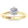 1 Carat Cushion Cut Diamond Solitaire Engagement Ring In 14K Yellow Gold With North South Prongs Image-1