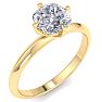 1 Carat Cushion Cut Diamond Solitaire Engagement Ring In 14K Yellow Gold With North South Prongs Image-2