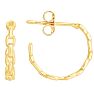 14 Karat Yellow Gold Oval Link Hoop Earrings, 1/2 Inch Image-1