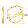 14 Karat Yellow Gold Love Hoop Earrings, 1 Inch Image-2