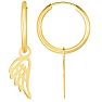 14 Karat Yellow Gold Angel Wing Dangle Hoop Earrings, 1 Inch Image-1