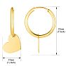 14 Karat Yellow Gold Heart Dangle Hoop Earrings, 1 Inch Image-2