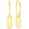 14 Karat Yellow Gold Paperclip Dangle Hoop Earrings, 1 Inch Image-1