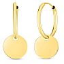 14 Karat Yellow Gold Circle Dangle Hoop Earrings, 1 Inch Image-1