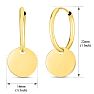 14 Karat Yellow Gold Circle Dangle Hoop Earrings, 1 Inch Image-2