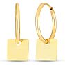 14 Karat Yellow Gold Square Dangle Hoop Earrings, 1 Inch Image-1