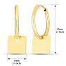 14 Karat Yellow Gold Square Dangle Hoop Earrings, 1 Inch Image-2
