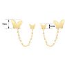 14 Karat Yellow Gold Double Pierced Butterfly Earrings Image-2