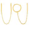 14 Karat Yellow Gold Double Pierced Chain Hoop Earrings Image-1