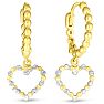 14 Karat Yellow Gold Heart Drop Earrings, 1 Inch Image-1