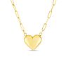 14 Karat Yellow Gold Puffed Heart Paperclip Chain Necklace, 18 Inches Image-1