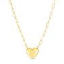 14 Karat Yellow Gold Puffed Heart Paperclip Chain Necklace, 18 Inches Image-2