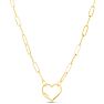 14 Karat Yellow Gold Heart Paperclip Chain Necklace, 18 Inches Image-2