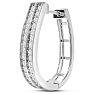 1ct Diamond Two Row Hoop Earrings In Sterling Silver, 3/4 Inch Image-3