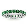 1 Carat Round Emerald Eternity Ring In 14 Karat White Gold, Ring Size 7.5 Image-1