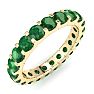 1 Carat Round Emerald Eternity Ring In 14 Karat Yellow Gold, Ring Size 4 Image-2