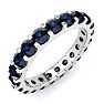 1 Carat Round Sapphire Eternity Ring In 14 Karat White Gold, Ring Size 5.5 Image-2