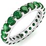 2 Carat Round Emerald Eternity Ring In Platinum, Ring Size 5.5 Image-2