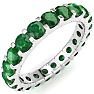 2 Carat Round Emerald Eternity Ring In Platinum, Ring Size 6.5 Image-2