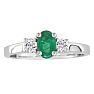 1ct Emerald and Diamond Ring in 14K White Gold Image-1