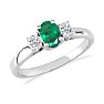1ct Emerald and Diamond Ring in 14K White Gold Image-2