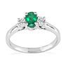 1ct Emerald and Diamond Ring in 14K White Gold Image-3