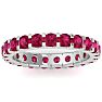2 Carat Round Ruby Eternity Ring In 14 Karat White Gold, Ring Size 9 Image-1