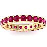 2 Carat Round Ruby Eternity Ring In 14 Karat Yellow Gold, Ring Size 7.5 Image-1