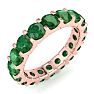 3 Carat Round Emerald Eternity Ring In 14 Karat Rose Gold, Ring Size 5.5 Image-2