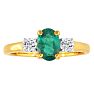 Emerald Gemstone Jewelry: 1ct Emerald and Diamond Ring in 14k Yellow Gold Image-1