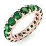 3 Carat Round Emerald Eternity Ring In 14 Karat Rose Gold, Ring Size 6.5 Image-2