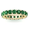 3 Carat Round Emerald Eternity Ring In 14 Karat Yellow Gold, Ring Size 6.5 Image-1