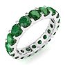 3 Carat Round Emerald Eternity Ring In Platinum, Ring Size 5.5 Image-2