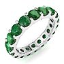 3 Carat Round Emerald Eternity Ring In Platinum, Ring Size 6.5 Image-2
