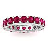 3 Carat Round Ruby Eternity Ring In 14 Karat White Gold, Ring Size 6.5 Image-1